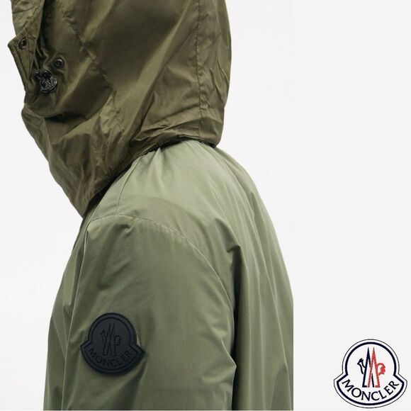 MONCLER **NWT** Carax Technical Hooded Windbreaker Jacket In Olive Green - Picture 5 of 15